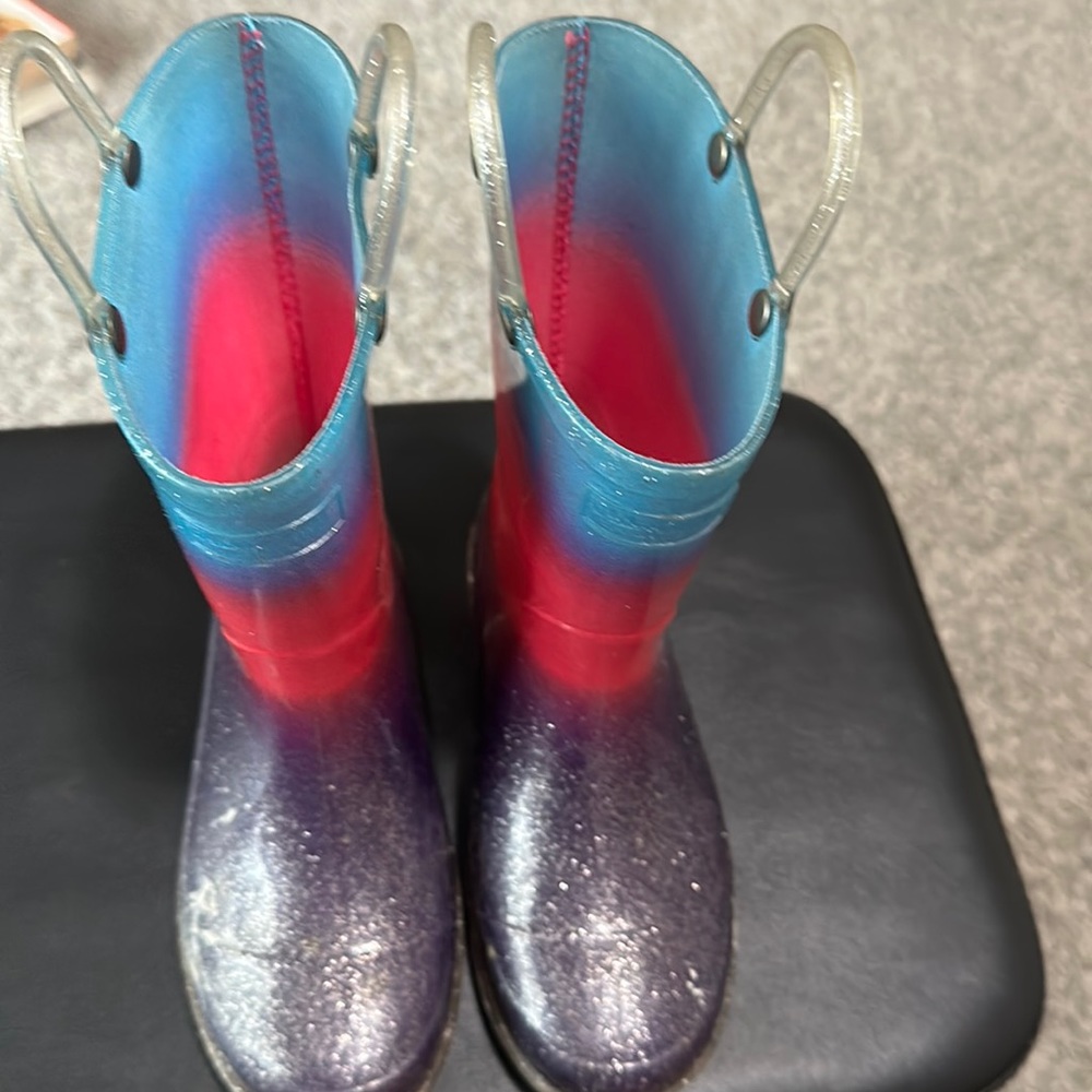 Girls rain ☔️ boots glitter multi color size 11/12